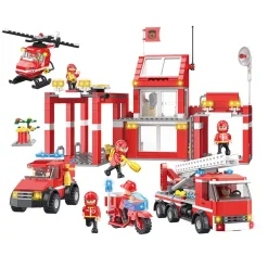 EUREKAKIDS Bloques de construcción estación de bomberos con vehículos de rescate - 827 piezas
