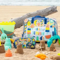 EUREKAKIDS Bolsa de playa transparente con base de red color naranja