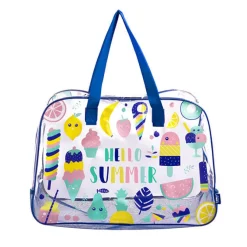 EUREKAKIDS Bolsa de playa transparente con base de red color rosa