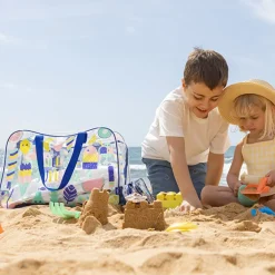 EUREKAKIDS Bolsa de playa transparente con base de red color rosa