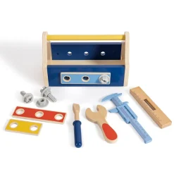 EUREKAKIDS Caja de herramientas de madera con accesorios