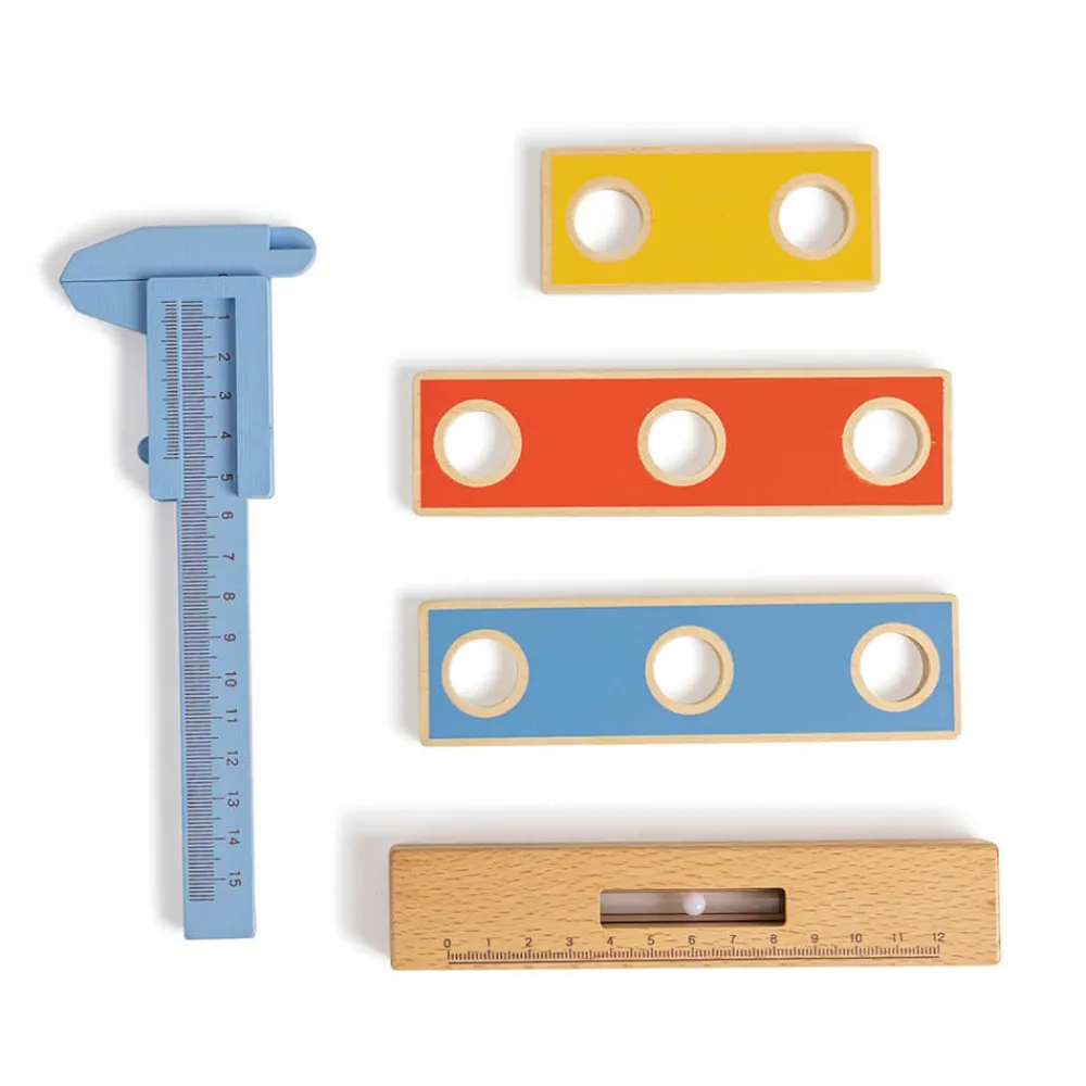 EUREKAKIDS Caja de herramientas de madera con accesorios