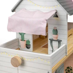 EUREKAKIDS Casita de muñecas de madera con ascensor