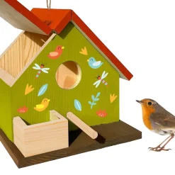 EUREKAKIDS Casita de pájaros de madera para construir y pintar