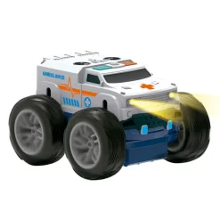 EUREKAKIDS Coche con radiocontrol reversible Rescue Racer azul y gris