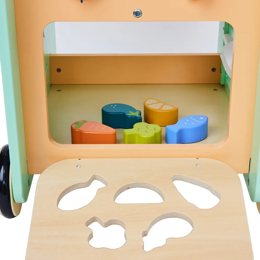 EUREKAKIDS Cocina caminador de madera 2 en 1