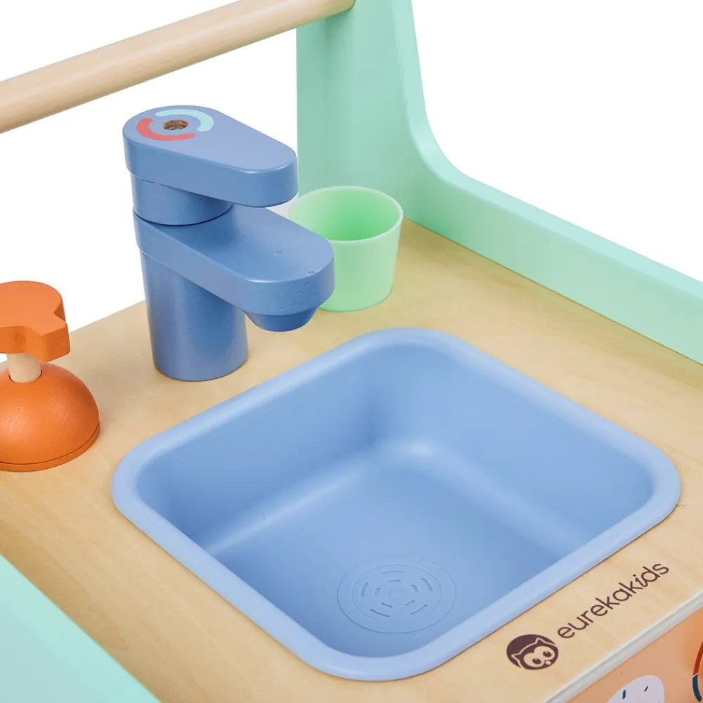 EUREKAKIDS Cocina caminador de madera 2 en 1