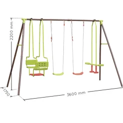 SOULET Columpio cuádruple de acero marrón y verde