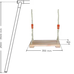 SOULET Columpio de madera ajustable para pórticos de 2,5 m a 3,5m