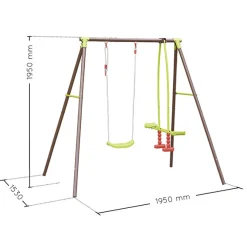 SOULET Columpio doble de acero marrón y verde