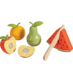 EUREKAKIDS Frutas de madera con cuchillo de juguete para aprender a cortar