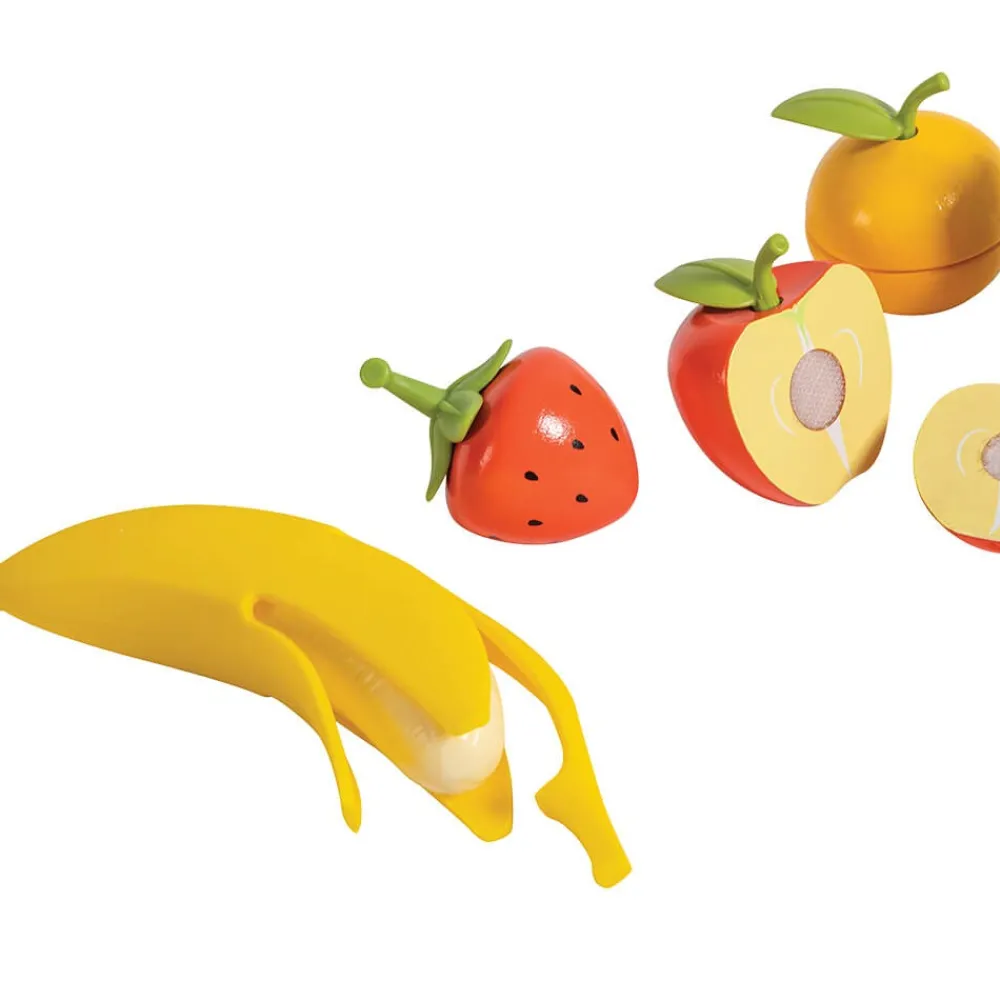 EUREKAKIDS Frutas de madera con cuchillo de juguete para aprender a cortar