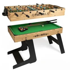 EUREKAKIDS Futbolín y billar plegable 2 en 1
