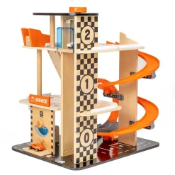 EUREKAKIDS Garaje de madera para coches de carreras