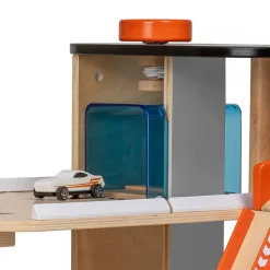 EUREKAKIDS Garaje de madera para coches de carreras