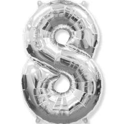 PARTYDECO Globo plata en forma de número 8