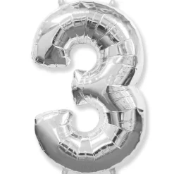 PARTYDECO Globo plata en forma de número 3