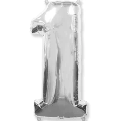 PARTYDECO Globo plata en forma de número 1