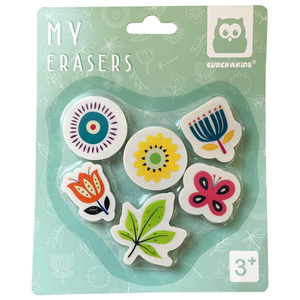 EUREKAKIDS Gomas de borrar – conjunto 5 unidades con forma de flores