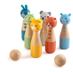 EUREKAKIDS Juego de bolos de madera con 2 bolas