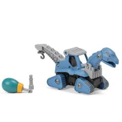 EUREKAKIDS Juego de construcción camión grúa dinosaurio – Blue Dino