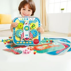 HAPE Juego de engranajes con clavijas y formas de cartón Groovy-Go-Round