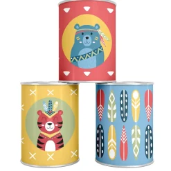 EUREKAKIDS Juego de latas para practicar la puntería – Tribal Tin Can Alley