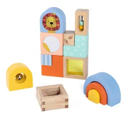 EUREKAKIDS Juguete de construcción sensorial de madera - 13 piezas