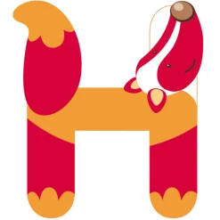 EUREKAKIDS Letra de madera H animales