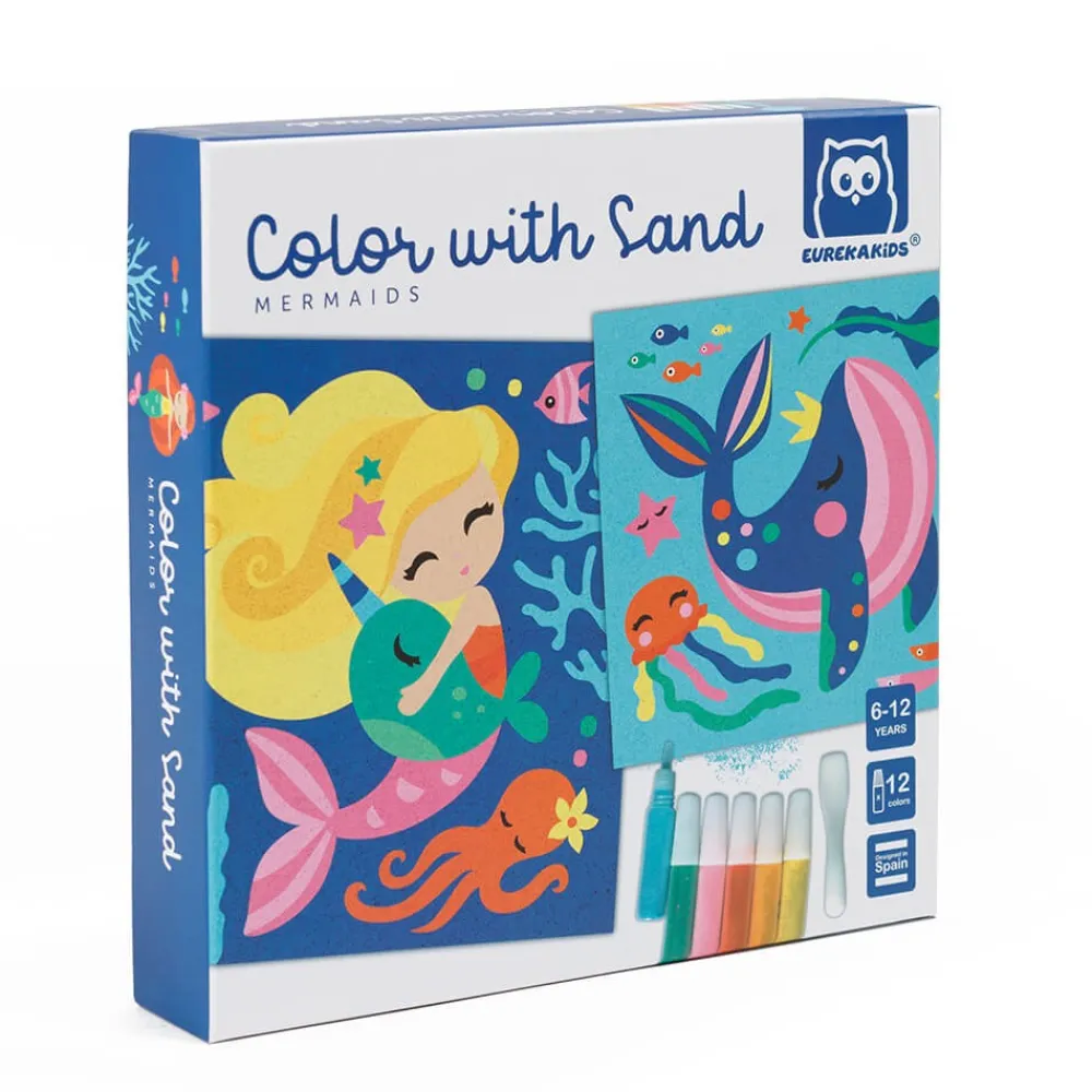 EUREKAKIDS Láminas para pintar con arena de colores – Sirenas