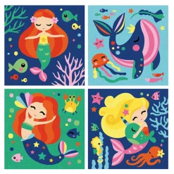 EUREKAKIDS Láminas para pintar con arena de colores – Sirenas