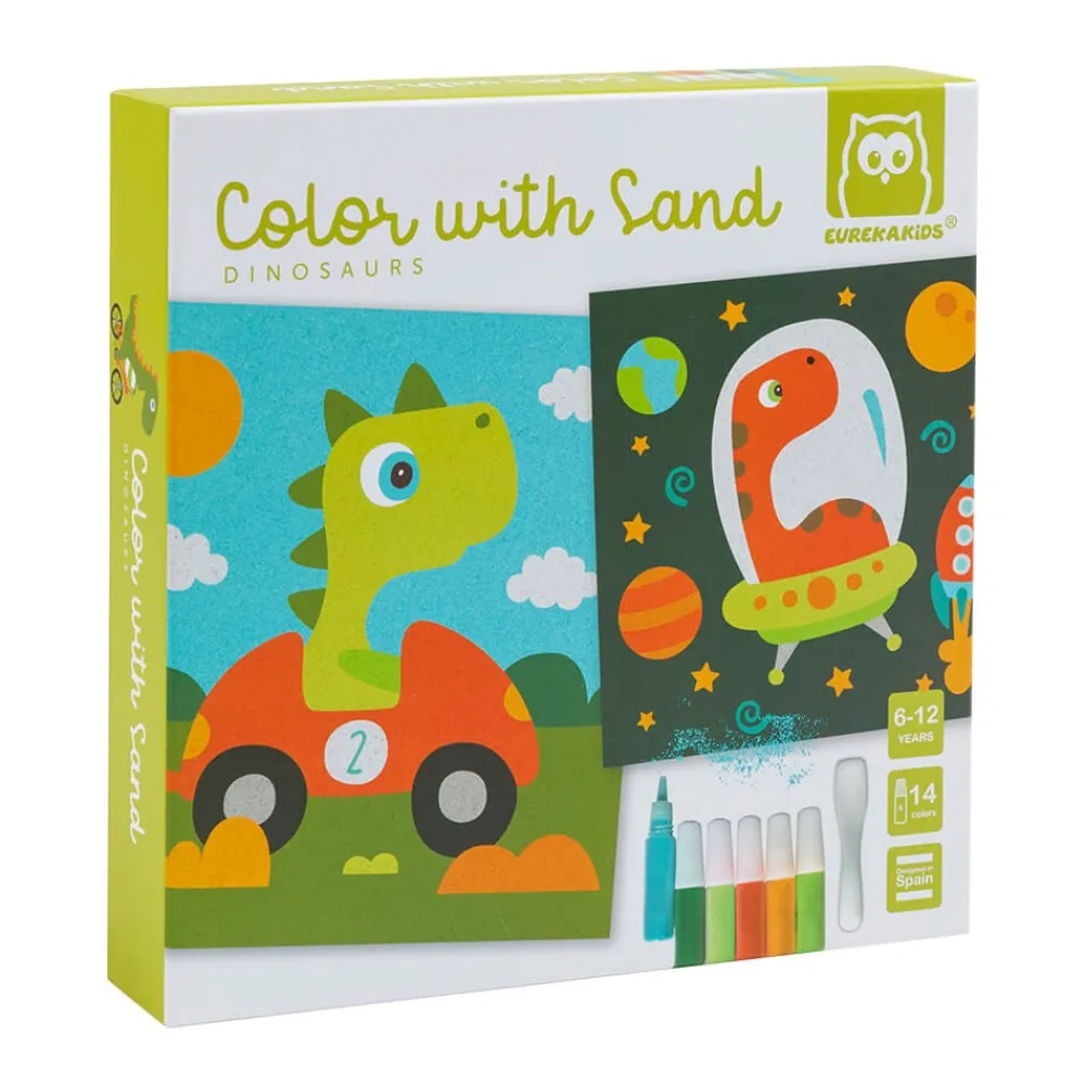 EUREKAKIDS Láminas para pintar con arena de colores – Dinosaurios