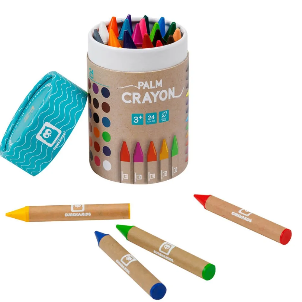 EUREKAKIDS Lápices de cera gruesos de 24 colores – Palm Crayons