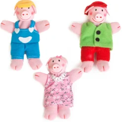 EUREKAKIDS Marionetas de dedo de los 3 cerditos y el lobo 11cm