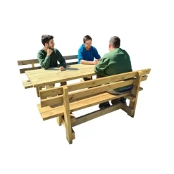 MASGAMES Mesa de madera de exterior CALELLA con bancos con respaldo VIC
