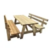 MASGAMES Mesa de madera ZURICH con bancos con respaldo VIC