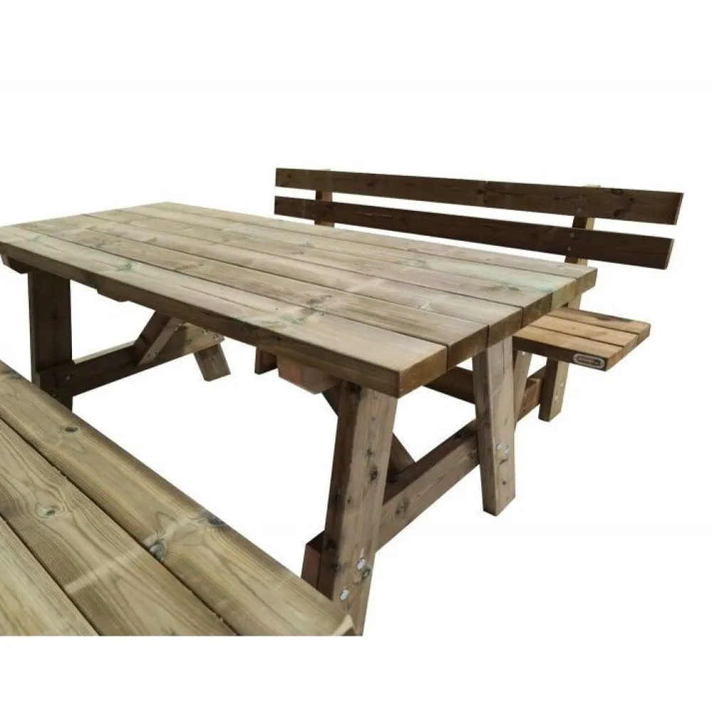 MASGAMES Mesa de madera ZURICH con bancos con respaldo VIC