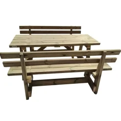 MASGAMES Mesa de madera ZURICH con bancos con respaldo VIC