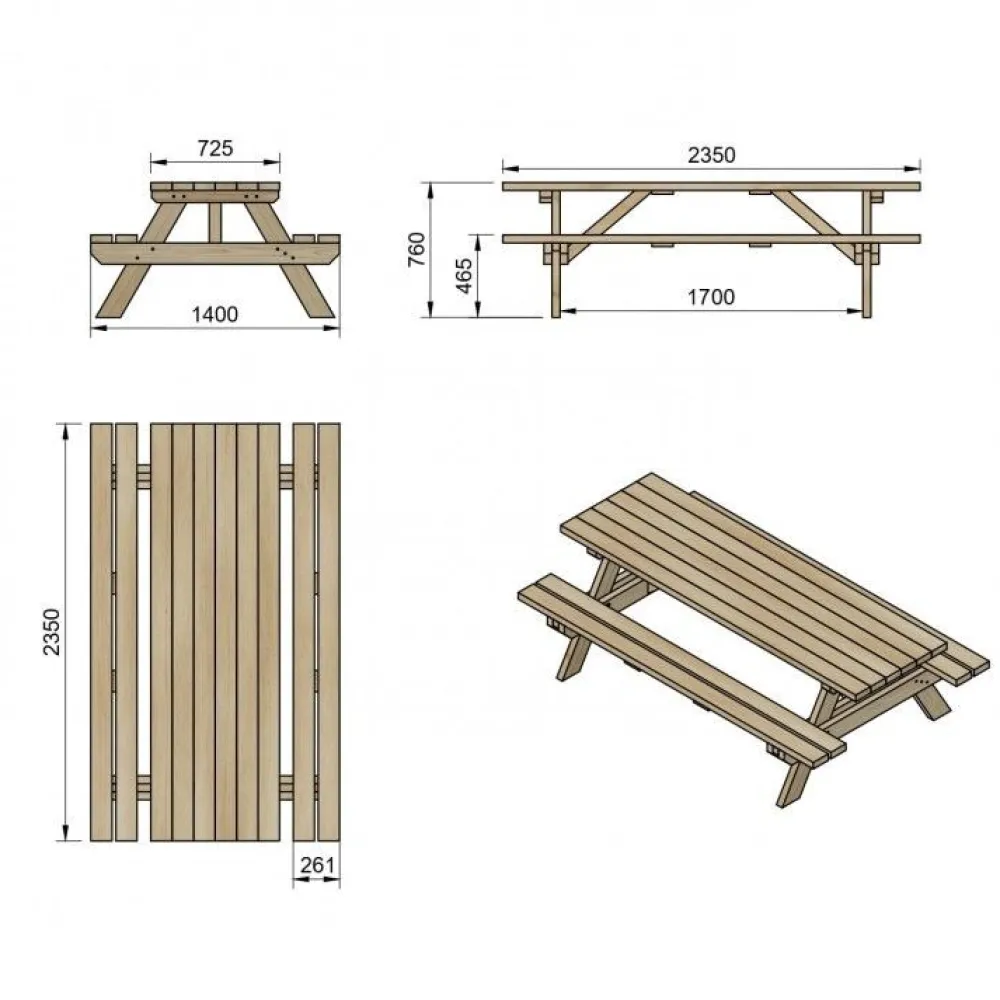 MASGAMES Mesa de Picnic Munich XL 235cm largo