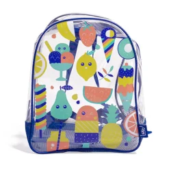 EUREKAKIDS Mochila de playa transparente con base de red color naranja