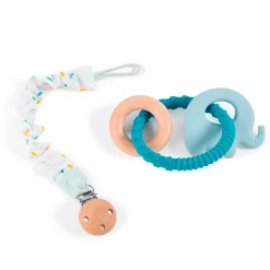 EUREKAKIDS Mordedor de silicona y sujeta chupetes 2 en 1 - Cucu