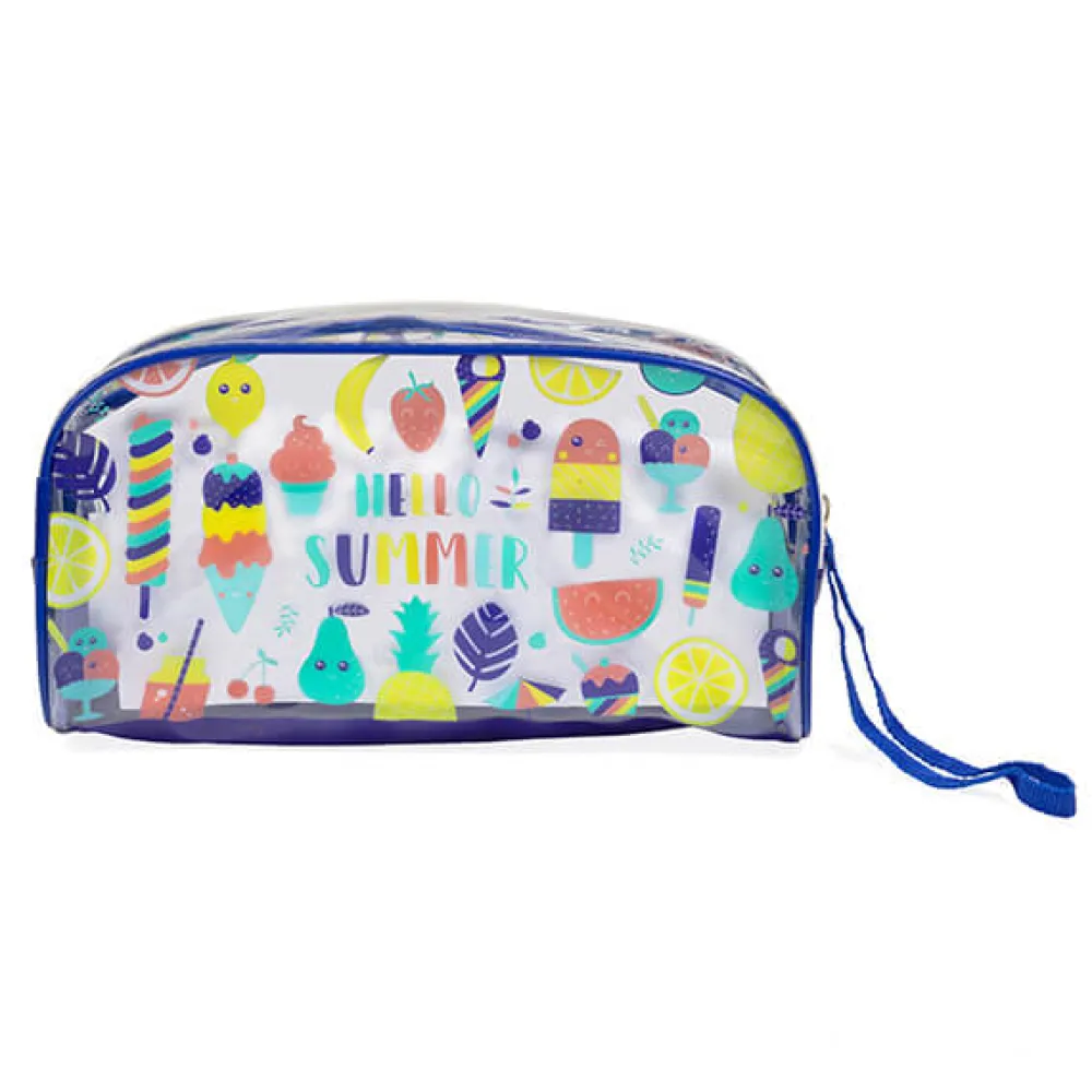 EUREKAKIDS Neceser de playa con diseño transparente color naranja