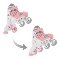 GLOBBER Patines evolutivos 2 en 1 para patinar en linea - Talla 30-33 color rosa pastel