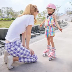 GLOBBER Patines evolutivos 2 en 1 para patinar en linea - Talla 30-33 color rosa pastel