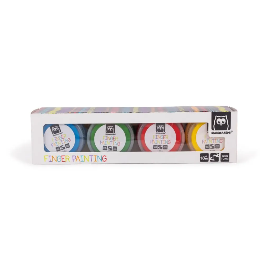 EUREKAKIDS Pintura de dedos de 4 colores - azul, amarillo, verde y rojo