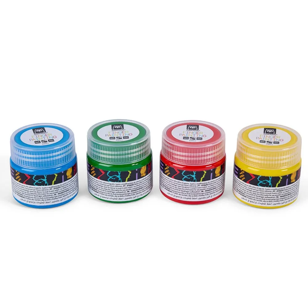 EUREKAKIDS Pintura de dedos de 4 colores - azul, amarillo, verde y rojo