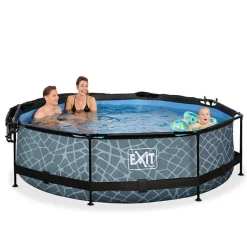 Exit Toys Piscina redonda de 300 x 76cm color gris con toldo y bomba de filtración