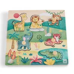 EUREKAKIDS Puzle encajable musical de madera – Savannah Friends