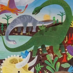 EUREKAKIDS Puzle gigante de 100 piezas que brilla en la oscuridad – Dinosaurs