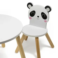 EUREKAKIDS Silla infantil de madera – Panda Kirumy®